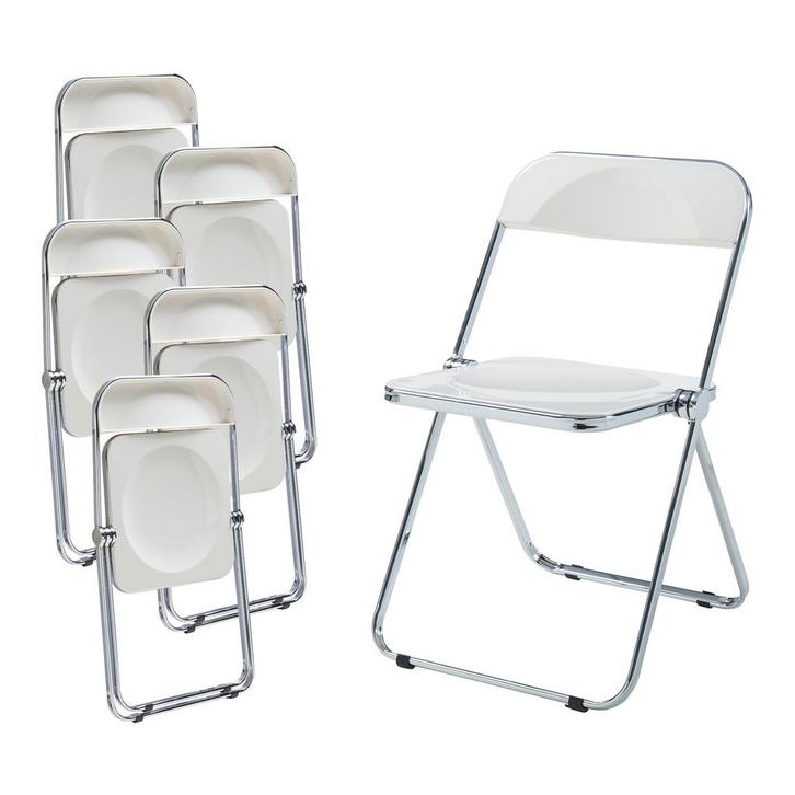 Klapstoel set van 6 Pornainen 74x46x47 cm wit [en.casa], Huis en Inrichting, Stoelen, Verzenden