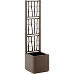 Bloembak - ETHICA - Taupe - Vierkant met trellis - 38 L -..., Tuin en Terras, Bloembakken en Plantenbakken, Verzenden, Nieuw