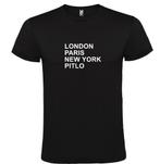 Pitlo op t-shirt als print met London, Paris, New York, Pitl, Overige kleuren, Roly, Verzenden, Nieuw