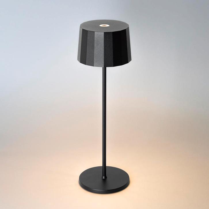 Oplaadbare LED Tafellamp Lido Zwart Binnenverlichting, Huis en Inrichting, Lampen | Tafellampen, Minder dan 50 cm, Nieuw, Overige materialen