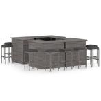 vidaXL 16-delige Tuinbarset met kussens poly rattan grijs, Tuin en Terras, Tuinsets en Loungesets, Verzenden, Nieuw, Rotan, 5 zitplaatsen