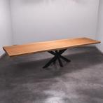 Boomstamtafel, Eettafel 370x100 massief hardhout, metaalpoot, 200 cm of meer, 50 tot 100 cm, Nieuw, Robuust Modern 