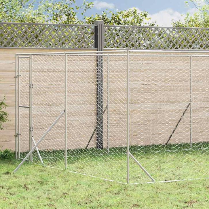 vidaXL Hondenkennel voor buiten 4x16x2 m gegalvaniseerd, Dieren en Toebehoren, Honden-accessoires, Nieuw, Verzenden
