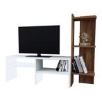 [en.casa] TV meubel Jevnaker 137x30x100 cm wit en walnootkle, Huis en Inrichting, Kasten | Televisiemeubels, Nieuw, Verzenden