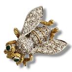 Broche - 18 karaat Geel goud, Art Deco 18K goud, diamanten