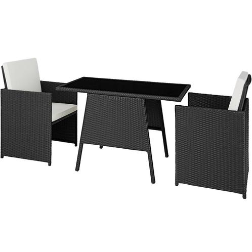 Wicker zitgroep Lausanne 2+1 - zwart, Tuin en Terras, Tuinsets en Loungesets, Verzenden