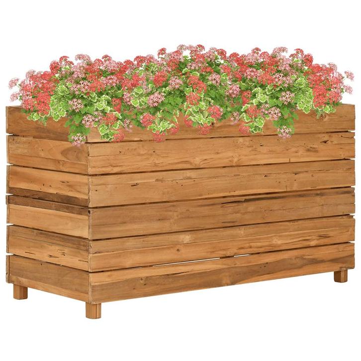 vidaXL Plantenbak verhoogd 100x40x38 cm gerecycled teakhout, Tuin en Terras, Bloembakken en Plantenbakken, 100 cm of meer, Nieuw