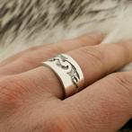 Brede zilveren ring met tribal (tribal patroon, 925), Sieraden, Tassen en Uiterlijk, Ringen, Gebruikt, Overige kleuren, 19 tot 20