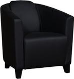 Zwarte leren landelijke kuipstoel - poot hout zwart - Toledo, Huis en Inrichting, Fauteuils, Klassiek, Nieuw, Ophalen of Verzenden