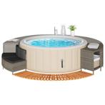 vidaXL Hottub-ombouw poly rattan massief acaciahout grijs, Tuin en Terras, Verzenden, Nieuw