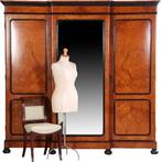 Unieke Horrix Willem III garderobekast ca 1870 in blond thuy, Antiek en Kunst, Ophalen of Verzenden