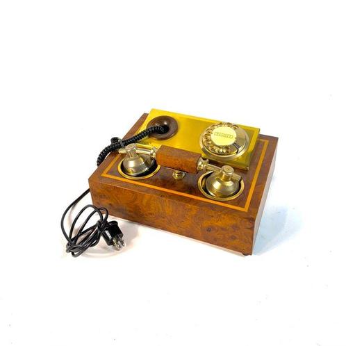 GR telefonia - Analoge telefoon - Knoesthout, messing, Antiek en Kunst, Kunst | Designobjecten