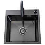 Lendo Online Spoelbak 44x44 cm Zwart met Kraan & Dispenser, Huis en Inrichting, Verzenden, Nieuw