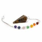 Pendel Edelsteen Tijgeroog Facet met Chakra Kralenketting, Verzenden, Nieuw