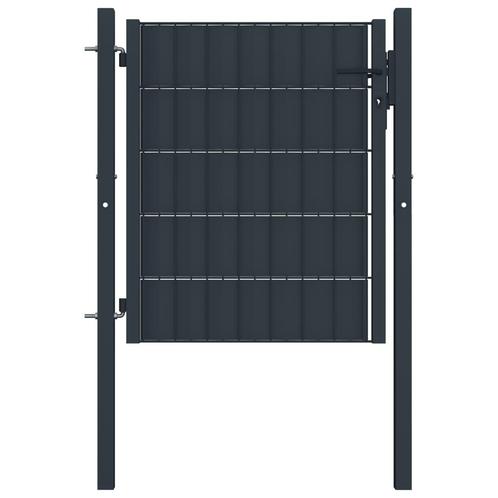 vidaXL Poort 100x81 cm PVC en staal antracietkleurig, Tuin en Terras, Tuinpoorten, Nieuw, Verzenden