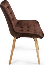 Eetkamerstoelen - Set van 6 - Velvet - Fluweel - Bruin - Mia, Verzenden, Zo goed als nieuw