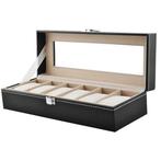 Luxe Zwarte Horlogedoos – Horloge Box met 6 Compartimenten –, Ophalen of Verzenden, Nieuw