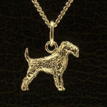 Gouden Airedale Terrier ketting hanger - klein, Sieraden, Tassen en Uiterlijk, Kettinghangers, Verzenden