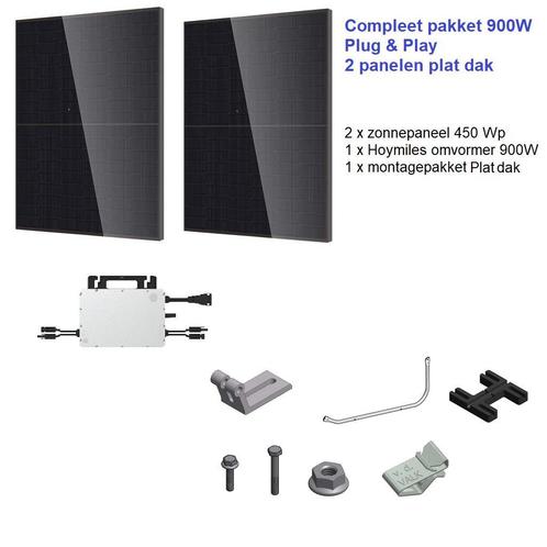 Zonnepanelen plug&amp;play pakket platdak 900 Wp, Doe-het-zelf en Verbouw, Zonnepanelen en Toebehoren, Compleet systeem, Nieuw