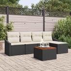 vidaXL Tuin Sofa Set 6 pcs Zwart, wit 55 x 55 x 37 cm, Verzenden, Nieuw, Rotan