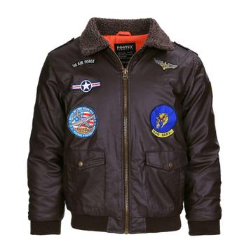 Kinderjas flight jacket - bruin leer - Maat XL