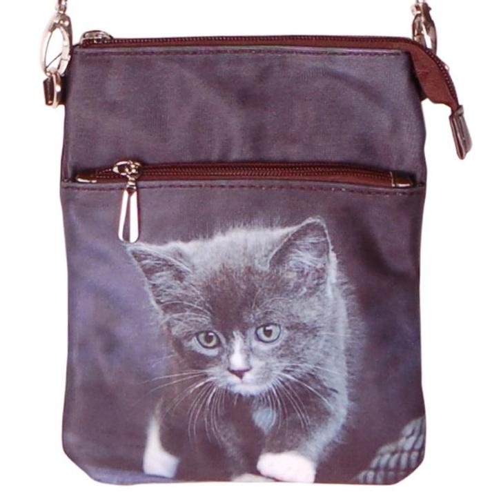 Schoudertasje poesje NIEUW, Sieraden, Tassen en Uiterlijk, Tassen | Schoudertassen, Bruin, Nieuw, Ophalen of Verzenden