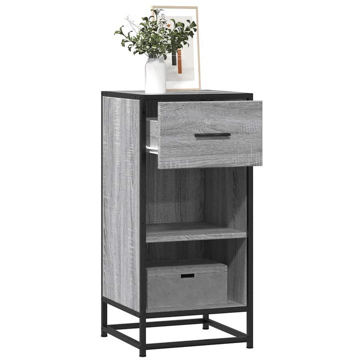 vidaXL Dressoir 35,5x35x76 cm bewerkt hout en metaal grijs, Huis en Inrichting, Kasten | Dressoirs, Nieuw, Overige houtsoorten