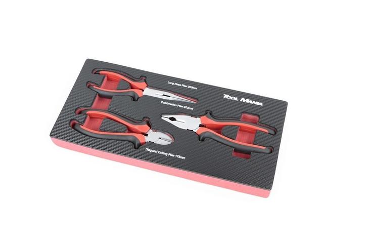 TM 3 Delige Tangenset in foam carbon look inlay, Auto diversen, Autogereedschap, Nieuw, Verzenden