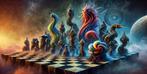Alexander von Vielfalt - Chess game against aliens, Antiek en Kunst