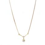 Geelgouden choker met zirkonia 40 cm 14 karaat, Met hanger, Verzenden, Wit, Zo goed als nieuw
