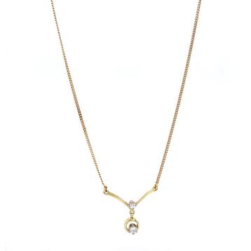 Geelgouden choker met zirkonia 40 cm 14 karaat beschikbaar voor biedingen