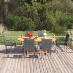 vidaXL 7-delige Tuinset poly rattan grijs, Tuin en Terras, Tuinsets en Loungesets, 6 zitplaatsen, Nieuw, Tuinset, Verzenden