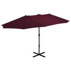 vidaXL Parasol met aluminium paal 460x270 cm bordeauxrood, Verzenden, Nieuw, Meer dan 4 meter