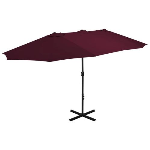 vidaXL Parasol met aluminium paal 460x270 cm bordeauxrood, Tuin en Terras, Parasols, Nieuw, Meer dan 4 meter, Verzenden