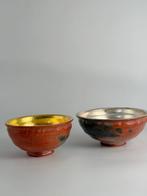 Chawan (2) - Thee kom met bladgoud en bladzilver Macha,, Antiek en Kunst