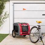 vidaXL Hondenfietstrailer oxfordstof en ijzer rood en grijs, Dieren en Toebehoren, Verzenden, Nieuw