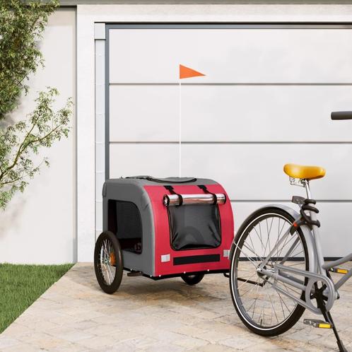 vidaXL Hondenfietstrailer oxfordstof en ijzer rood en grijs, Dieren en Toebehoren, Overige Dieren-accessoires, Nieuw, Verzenden