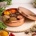 Puur koperen kruidenbox (hoog) gehamerd met 7 potjes en, Ophalen of Verzenden, Nieuw