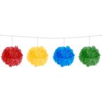 Gekleurde Slinger Pompon 12cm 3m, Verzenden, Nieuw