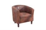 Design loungestoel HEMINGWAY whiskybruin met armleuningen, Huis en Inrichting, Fauteuils, Nieuw, Ophalen of Verzenden