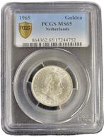 Koningin Juliana zilveren 1 gulden 1965 MS65 PCGS, Postzegels en Munten, Munten | Nederland, 1 gulden, Koningin Juliana, Verzenden