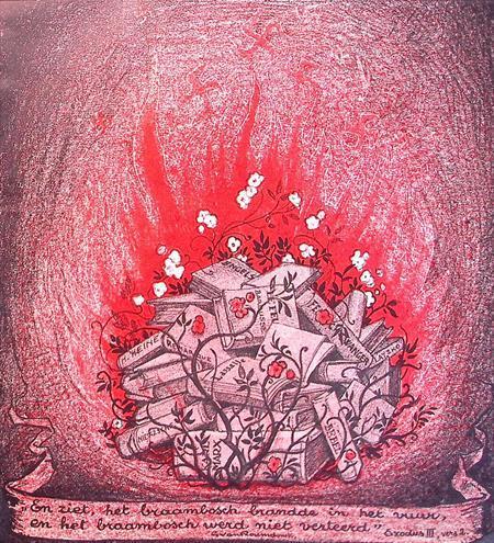 Spotprent over de boekverbrandingen in Nazi-Duitsland, Antiek en Kunst, Kunst | Litho's en Zeefdrukken, Verzenden