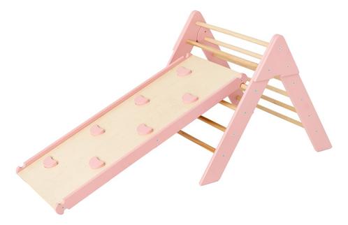 Luna Toys Roze Houten Klimrek met Glijbaan LU-36974, Kinderen en Baby's, Speelgoed | Buiten | Speeltoestellen, Nieuw, Verzenden