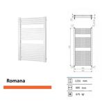 Handoekradiator Romana 1255 x 600 mm Parelgrijs (Pearl grey), Ophalen of Verzenden, Nieuw, Overige typen