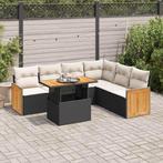 vidaXL 7-delige Loungeset met kussens poly rattan acacia, Verzenden, Nieuw, Rotan, Loungeset