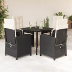 vidaXL 5-delige Tuinset met kussens poly rattan zwart, Tuin en Terras, 4 zitplaatsen, Nieuw, Tuinset, Verzenden