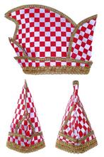 Prinsenmuts rood/wit geblokt goud galon, Kleding | Heren, Carnavalskleding en Feestkleding, Ophalen of Verzenden, Nieuw