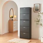Schoenenkast Sykkylven 5 kleppen zwart 169x60x24 cm [en.casa, Huis en Inrichting, Verzenden, Nieuw