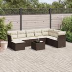 vidaXL 9-delige Loungeset met kussens poly rattan bruin, Tuin en Terras, Tuinsets en Loungesets, Verzenden, Nieuw, Loungeset