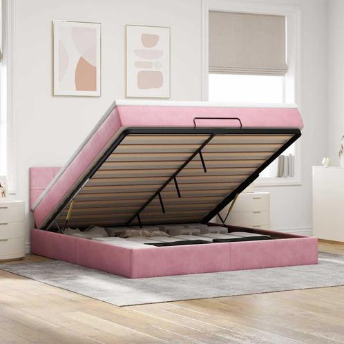 vidaXL Ottoman bed met matras en LEDs 160x200cm fluweel, Huis en Inrichting, Slaapkamer | Bedden, 160 cm, 200 cm, Tweepersoons